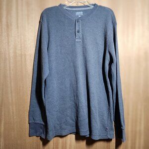 Izod Vintage Long Sleeve Size L Large Men's Shirt Thermal Henley Gray